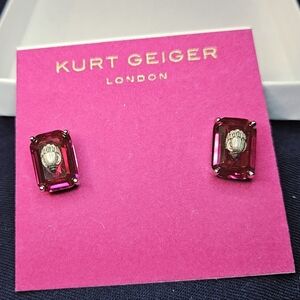 Kurt Geiger Fuscia Silvertone Stud Earrings